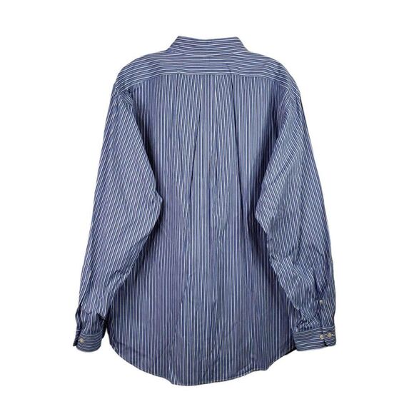 Polo Ralph Lauren Oxford Shirt Men's XL 17.5 Blue Vertical Stripe LS Button Down - Picture 3 of 11